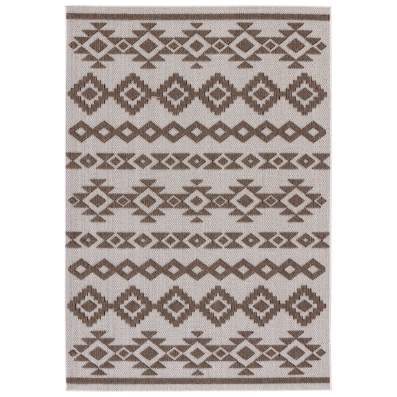 SAFAVIEH Global Caitriona Diamond Indoor/Outdoor Area Rug, Beige/Dark Beig, 8' x 10'