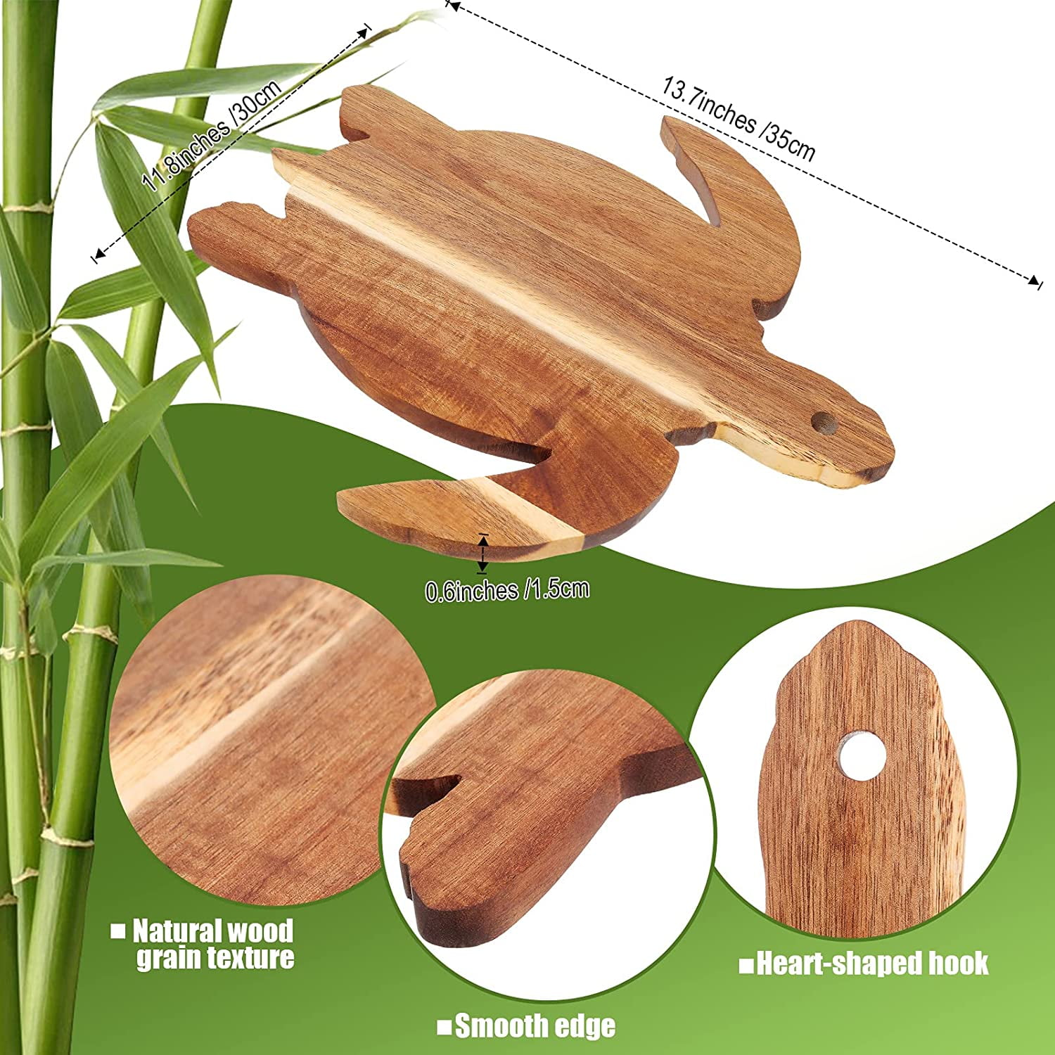 RGHJAR-Acacia Wood Sea Turtle Cutting Board, 14 x 12 Inch Wooden Bread Board Cheese Serving Platter Serving Charcuterie Board for Meat Cheese and Vegetables