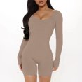 thumbnail image 1 of LOVZFMLL Combinaison Slim à Manches Longues et Col Bas pour Femmes Khaki m, 1 of 6