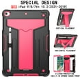 thumbnail image 3 of for iPad 9th/8th/7th Generation Case with Pencil Holder & Kickstand, Shockproof Drop Proof Kids Friendly Rugged Full Body Protective Case Cover for iPad 10.2 Inch 2021/2020/2019, Black + Rose, 3 of 4