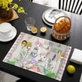 thumbnail image 3 of Easter Placemats Set of 8, Spring Bunny Botanical Flowers Herbs Eggs Plaid Placemats for Dining Table, Place Mats for Kitchen Tabletop, Waterproof Wipeable Dining Table Mats Set, 3 of 9