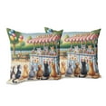 thumbnail image 5 of Ambesonne Cats Throw Pillow Cover Pack of 2, Delicate Kittens and Ice Cream, 2 Pcs-18"x18", Multicolor Orange Green, 5 of 5