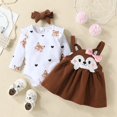 thumbnail image 2 of Odeerbi Baby Girls Layette Set Long Sleeve Romper Jumpsuit Outfits Cotton Baby Clothes Round Neck Bodysuit Long Pants Two-piece Set Brown, 2 of 4