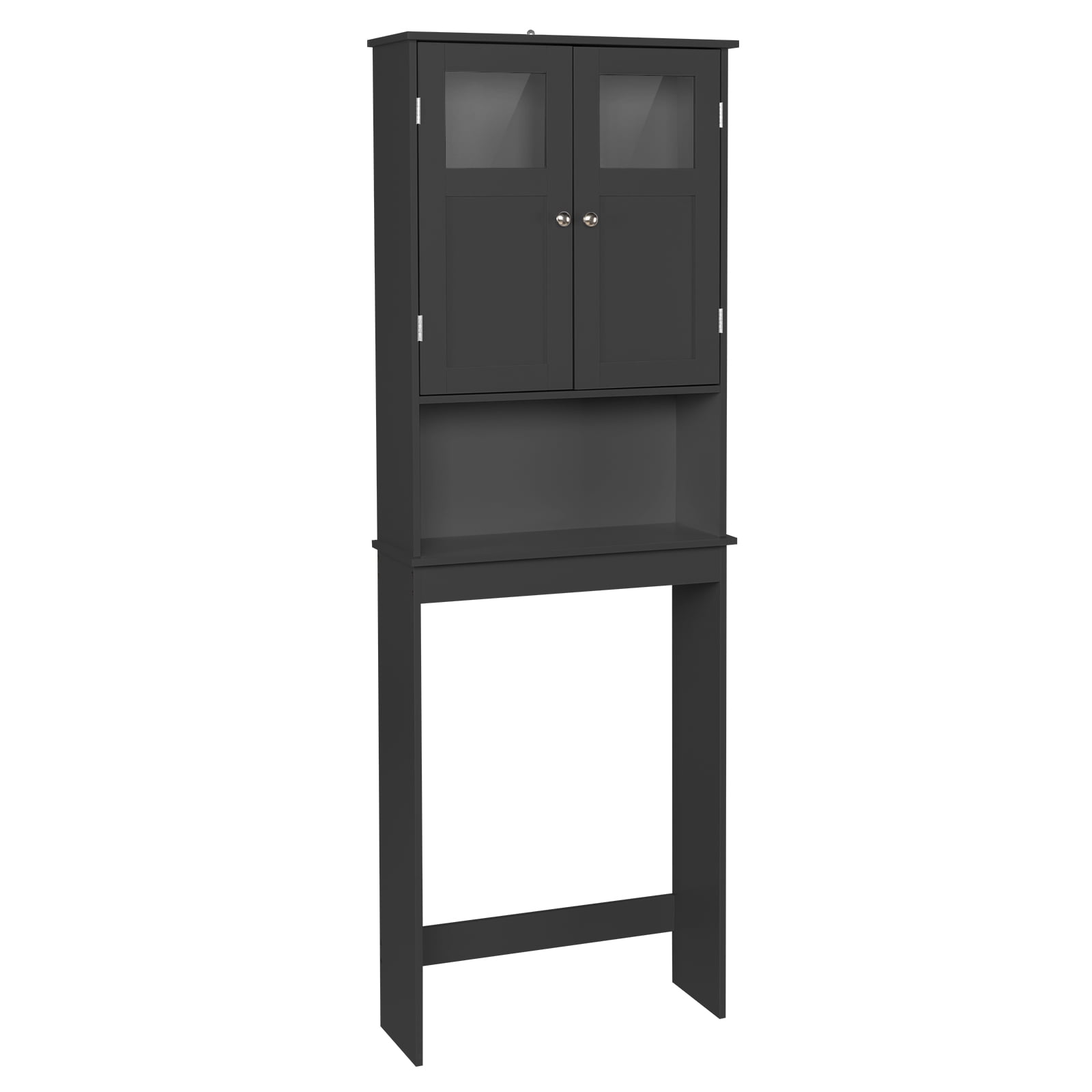 2-Door 3-Tier Toilet Cabinet MDF Melamine-Faced Bathroom Vanity, Black 23.23*8.66*66.93in