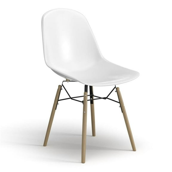 Pemberly Row Molded Plastic Contoured Seat Side Chairs (Set of 2) in White