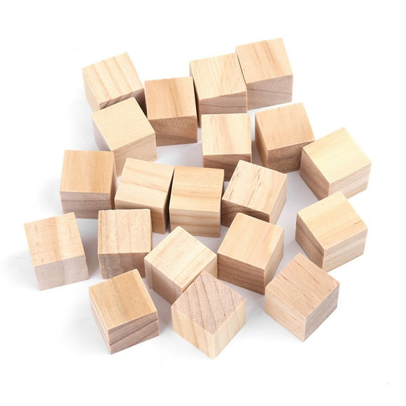 Sonew Blocs de Bois Carrés Non Finis 10/20/25mm Cubes Bricolage Jouets pour Enfants