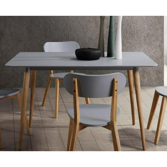 Wood Dining Table With Round Legs Gray Light Brown