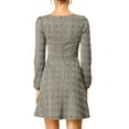 thumbnail image 4 of MODA NOVA Juniors Fall Square Neck Long Sleeves a-Line Plaids Dress, 4 of 8