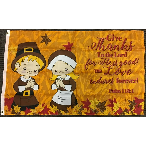 3x5 Give Thanks Thanksgiving Prayer Psalm 118:1 Flag ...