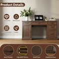 thumbnail image 5 of YouTrend 58'' Farmhouse Executive Desk,Wood Home Office Computer Desk with 5 Drawers and Storage Cabinet for Work Study Writing,Brown, 5 of 9