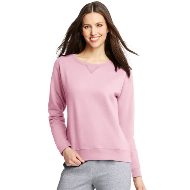 Hanes Womens ComfortSoft EcoSmart Crewneck Sweatshirt, 2XL, Pale Pink