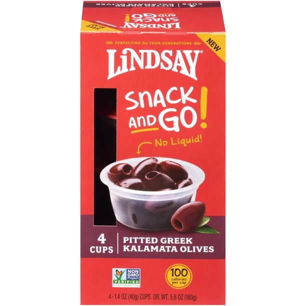 Lindsay Snack and Go! Pitted Greek Kalamata Olives 4/1.4 oz cups