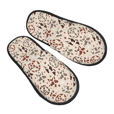 

Bingfone Cow Spots And Peace House Slippers for Women Men with Soft Rubber Sole Slip On for Indoor/Outdoor-Large