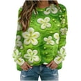 thumbnail image 1 of Snorda Mode Femmes T-Shirt Imprimé Col Rond Manches Longues Chandail en Molleton Blouse Tops, 1 of 2