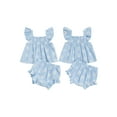 thumbnail image 2 of Loicainy Baby Toddler Girl Daisy Outfit 3 6 12 18 Months Smocked Flying Sleeve Babydoll Tops Elastic Waist Ruffle Shorts Cute Summer Clothes 2Pcs Clothes Set, 2 of 9