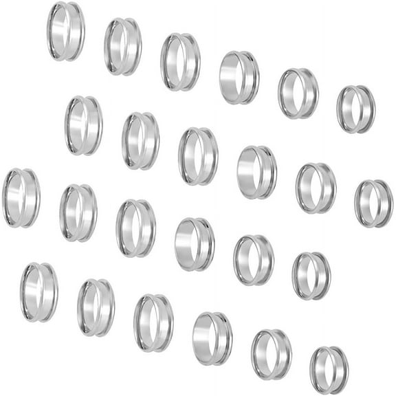 30Pcs 6 Size 304 Stainless Steel Grooved Finger Ring Settings Ring Core Blank for Inlay Ring Jewelry Making Stainless Steel Color US Size 6 1/2~13(16.9~22.2mm) 5Pcs/size DIY