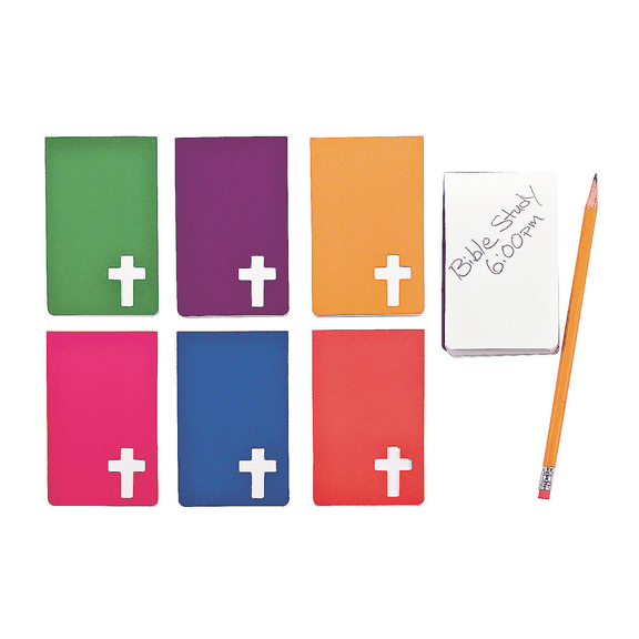 Religious Notepads With Cross - Party Favors - 24 Pieces