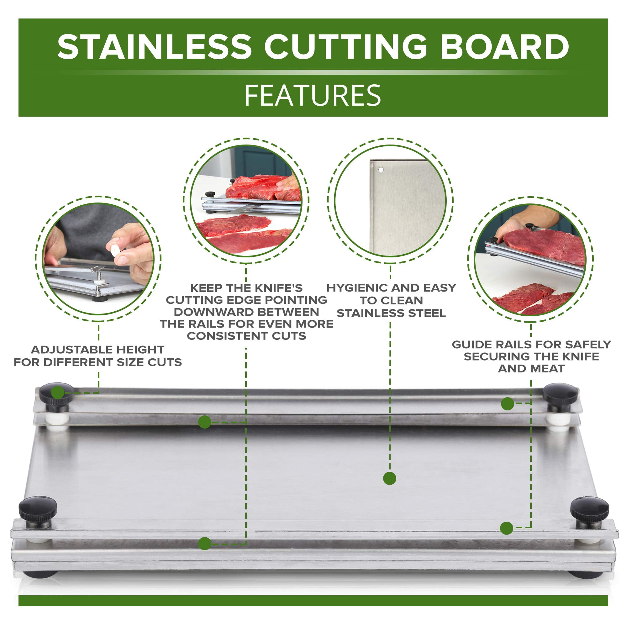 Meat slicer Stainless Steel Jerky Maker Cutting Board With 10-Inch Professional Slicing and Carving Knife