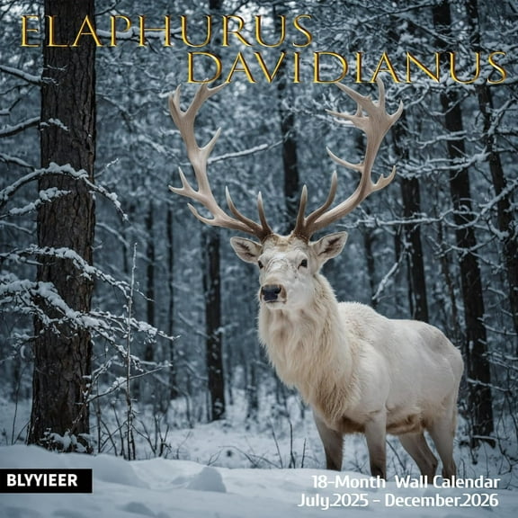 2026 Wall Calendar,Calendar 2025-2026,Elaphurus davidianus Monthly Wall Calendar, 12" x 24" Open,Family Planner Calendar, Home & Office Organizer,Hangable