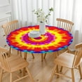 thumbnail image 3 of Rainbow Tie Dye Mandala Pattern Round Fitted Tablecloth with Elastic Edge,Dining Table Cover Waterproof,Outdoor Round Tablecloth for Camping,Dining,Indoor and Outdoor, 3 of 7