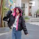 thumbnail image 5 of Chaqueta de invierno para mujer, de plumón de pato blanco, corta, gruesa, cálida, con capucha y bloques de color, holgada, informal, novedad en prendas de abrigo, 5 of 5