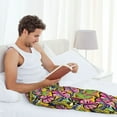 thumbnail image 4 of Uemuo Colrful Tropical Leaves Pattern Men's Wide Leg Palazzo Lounge Pants with Pockets Light Weight Loose Comfy Casual Pajama Pants-X-Large, 4 of 9