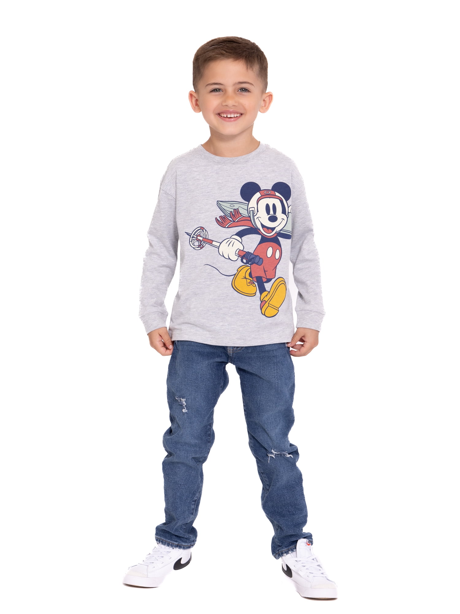Mickey Mouse Toddler Boys Holiday Long Sleeve T-Shirt, Sizes 12M-5T