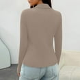 thumbnail image 6 of HAPIMO Womens Long Sleeve Shirts Business Casual Work Tops Slim Fit Collar V Neck Shirts Knit Basic Layer Blouses with Thumb Holes Khaki XL, 6 of 9