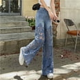 thumbnail image 6 of Idoravan Women's High Waist Lace Spliced Stretchy Zipper Jeans High Waist Design Comfortable Stretchy Feel, Relaxed Fit, Party Occasion Styling, Weekend Casual Wear, 6 of 8