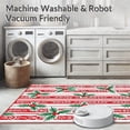 thumbnail image 5 of ODIKA 2'x3' Machine Washable Non-Slip Area Rug, Whimsical Cane Stripe With Playful Holly And Berry Sprigs High Traffic Rug, Red, 625731, 5 of 5