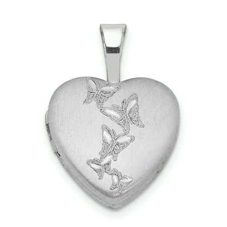 - 925 Sterling Silver Butterflies 12mm Heart Photo Pendant Charm Locket Chain Necklace That Holds Pictures Gifts For Women For Her