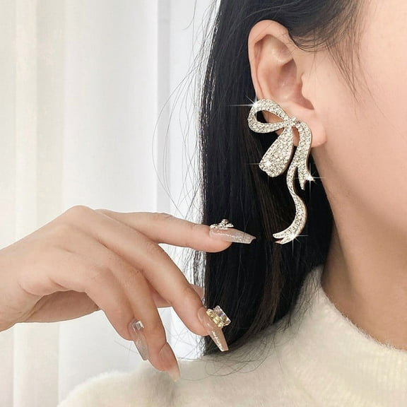 Elegant Korean Bow Earrings, ForFull ForCrystal, Statement Jewelry