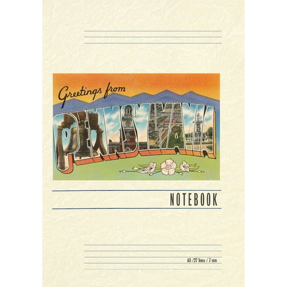 Vintage Lined Notebook Greetings from Pennsylvania, (Paperback)