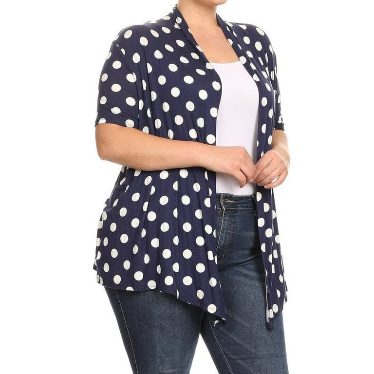 Plus Size Polka Dot Open Short Cardigan - Walmart.com