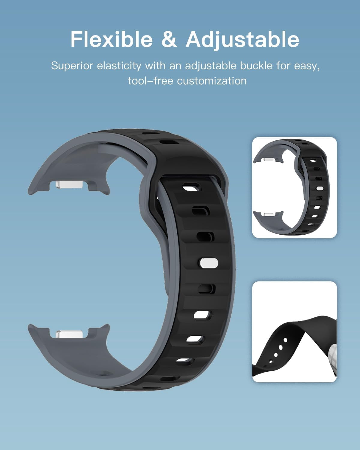 CRKMGS-Bands for Samsung Watch 8 Smartwatch,Sport quick-release Silicone Band for Samsung Watch 8,Soft Lightweight & Ventilated Comfort Replacement Smartwatch Strap,Adjustable Wristband