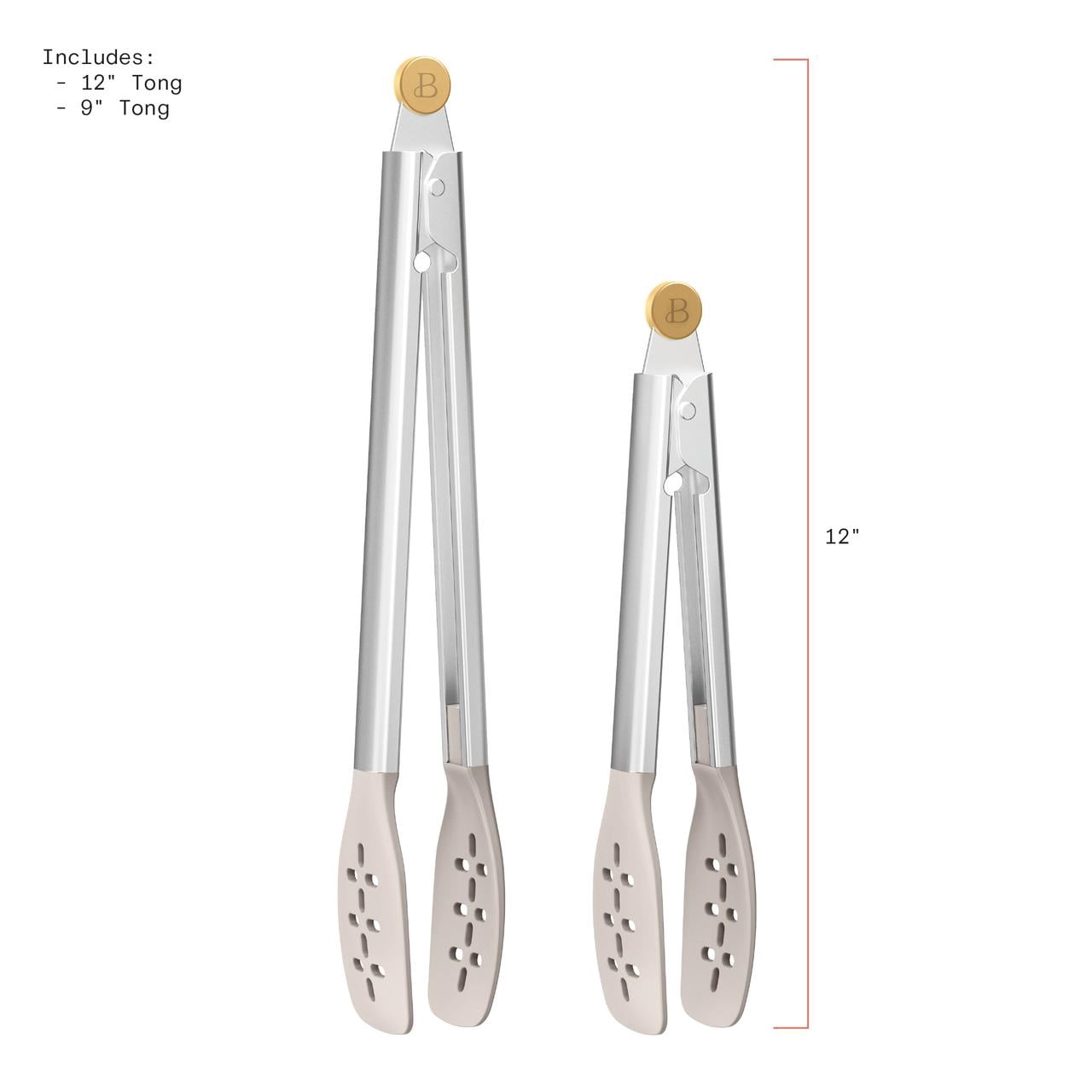Beautiful Tongs, Set of 2, Porcini Taupe by Drew Barrymore