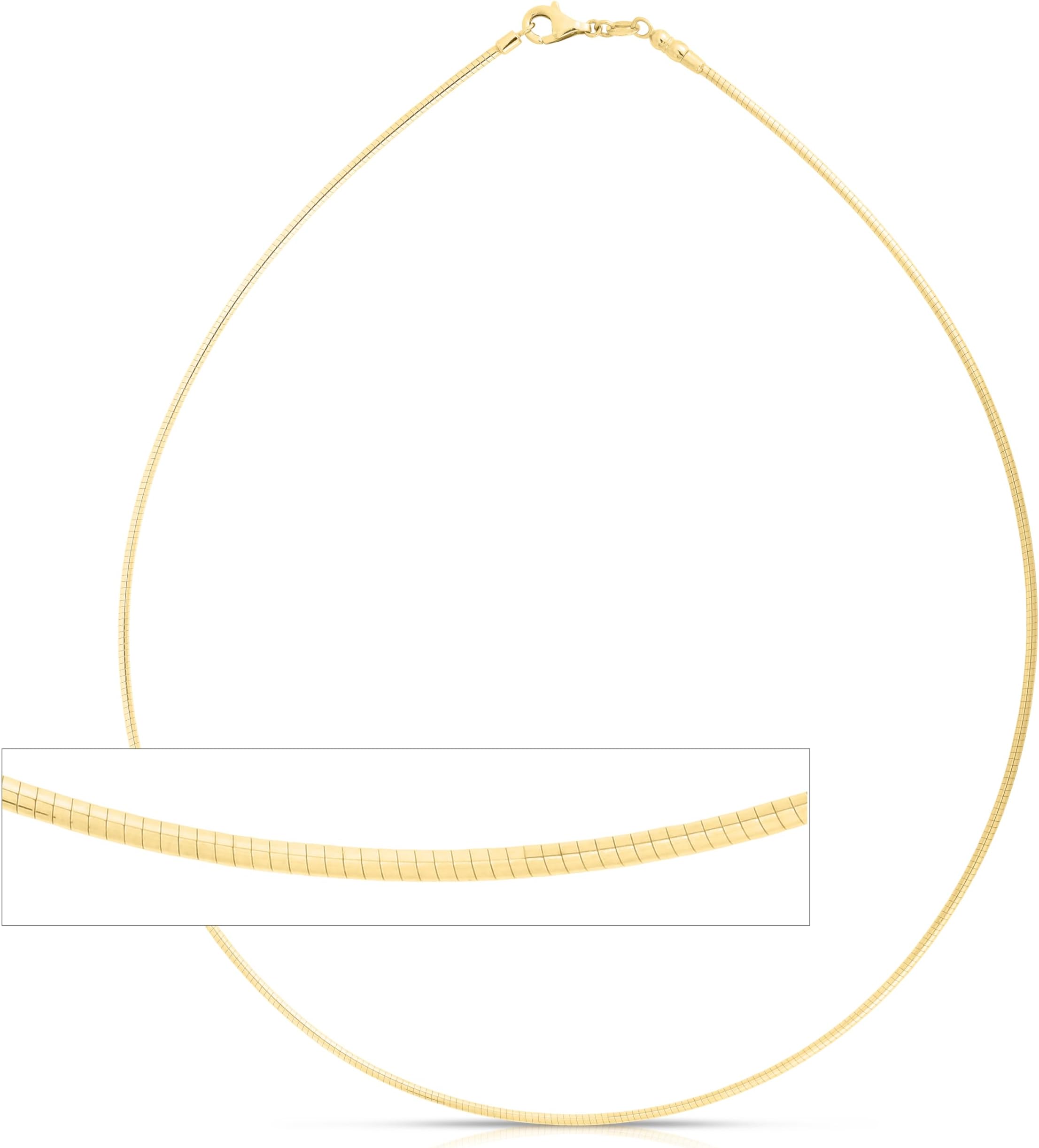 Floreo 14k Yellow Gold 1mm Round Omega Chain Necklace