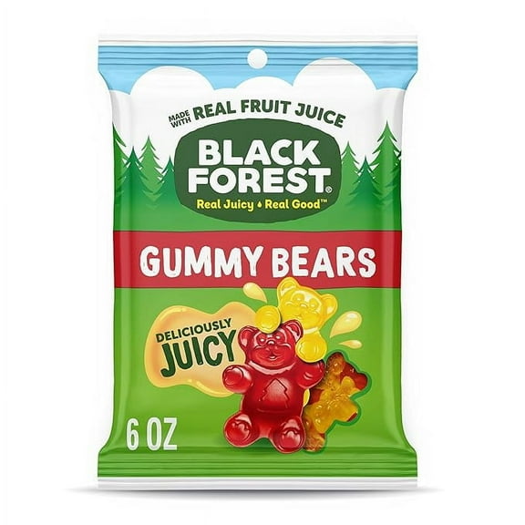 1x Black Forest Gummy, Bears, Fruit Flavor, Deliciously Juicy, Made with Real Fruit Juice, 6 oz