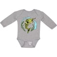 thumbnail image 3 of Inktastic Leaping Bass Fish- fishing illustration Boys or Girls Long Sleeve Baby Bodysuit, 3 of 5