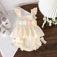 thumbnail image 4 of Wxirdiow Little Girls Clothes Newborn Baby Girl Summer Clothes Infant Girl Outfits Sleeveless Ruffle Top and Bloomers Shorts Set Beige Size,0-3 Months, 4 of 5