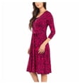 thumbnail image 2 of Leota Women's Wrinkle Free 3/4 Sleeve Flattering Waist Tie Wrap Dress Pink L,NWT, 2 of 4