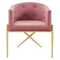 thumbnail image 3 of Pemberly Row 19" Modern Velvet Tufted Accent Dining Arm Chair in Pink, 3 of 9