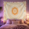 thumbnail image 2 of Orange Lotus Mandala with Crescent Moons and Leaves, Peaceful Boho Art for Mandala Lovers, Bohemian Wall Art, Housewarming Gift, Tapestry Wall Hanging for Bedroom and Living Room, 2 of 7