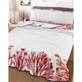 thumbnail image 3 of Quilts Full Size Bedding Set, Ocean Coral Lightweight Quilted Comforter, Coastal Sea Fish Starfish Coral Summer Red Soft Reversible Bedspread Coverlet with Pillow Covers for All Season, 78" x 90", 3 of 7