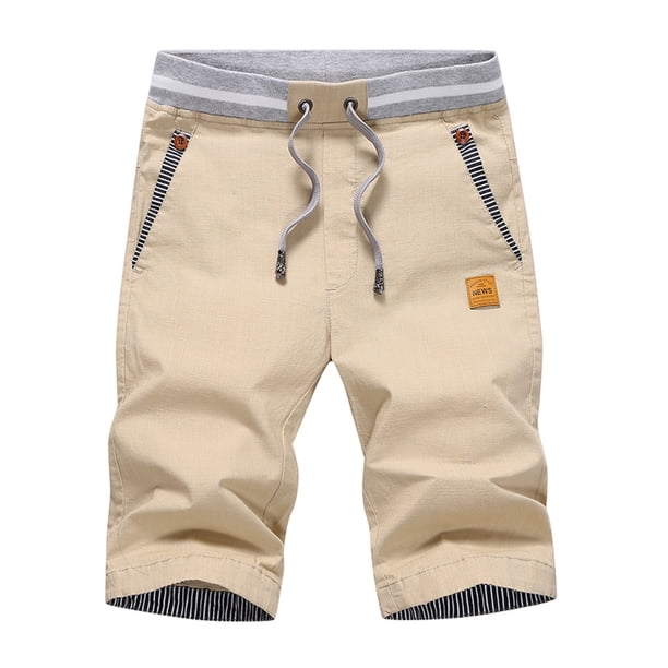 Pantalones cortos para hombre, estilo casual, clásico, con cordón, pantalones cortos de playa de verano con cintura elástica y bolsillos