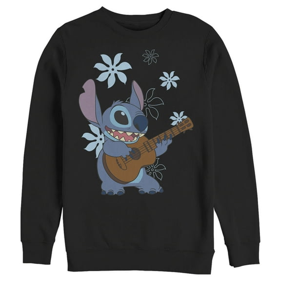 Men's Lilo & Stitch Floral Ukulele Dance  Sweatshirt Black X Large