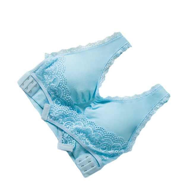 Sonducket Bralette de poliéster y transpirable para mujer, ropa interior cómoda durante todo el día, sujetadores de lencería de talla Ropa interior Azul,1 XXL