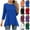 Dark Blue, variant on PADFRYBK Fall Tunic Tops For Women 3/4 Sleeve Crew Neck Shirt Casual Loose T-Shirts Solid Color Pullover Blouses