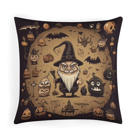 Gnomes Halloween Cushion Covers 16"x16" Halloween Holiday Decorations Farmhouse Pillow Cover Throw Pillow Covers Decorative Pillow Case for Couch Bed Car