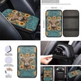 thumbnail image 4 of Renewold Highland Cow Sunflower Teal 12 PCS Car Seat Cover for Women, Non-slip Car Steering Wheel Cover Seatbelt Strap Shoulder Cover Coasters Armrest Pad Handbrake Cover Gear Shift Cover, 4 of 7